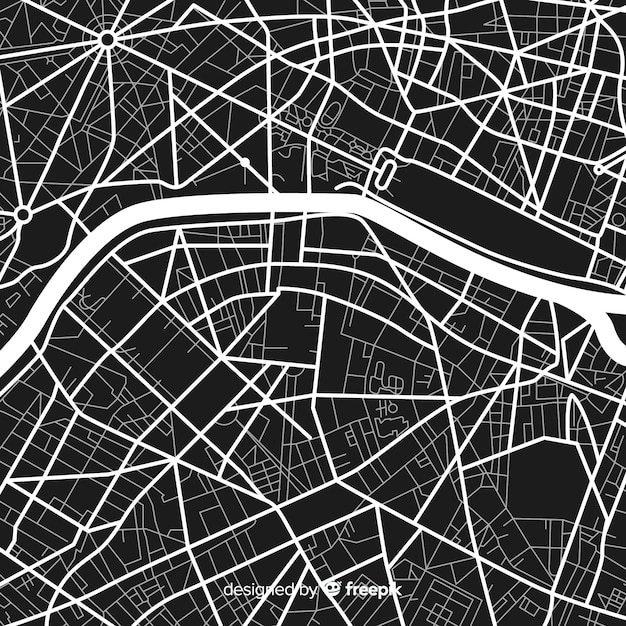 デジタル白黒都市地図 無料のベクター