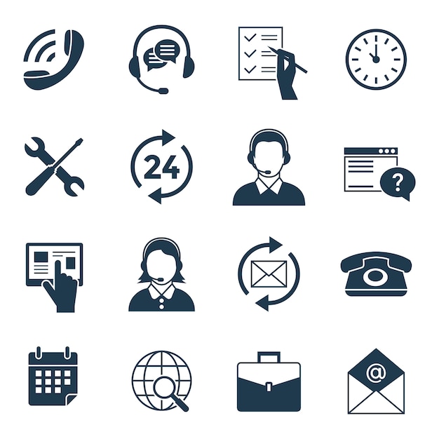  Digital call center and customer support icons collection