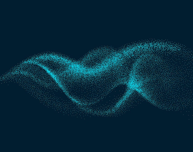 Digital flow wave with particles in motion. abstract smoke effect background Premium Vector