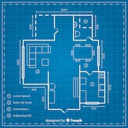 Digital House Design With Blueprint Vector Free Download