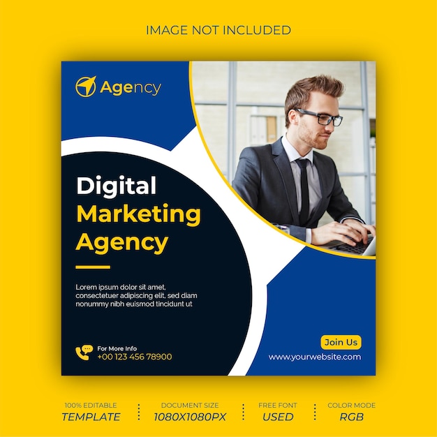 Premium Vector | Digital marketing agency social media post design template