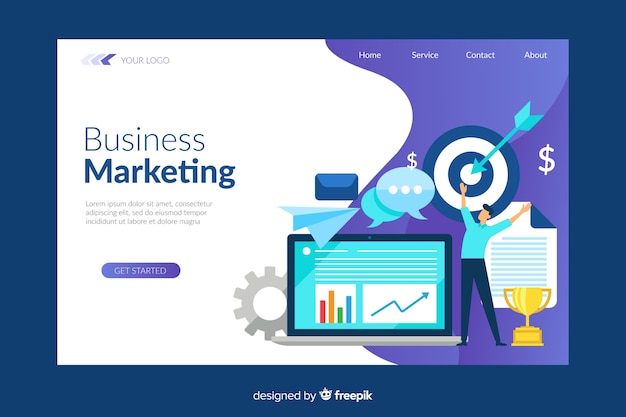 Digital marketing landing page template Free Vector