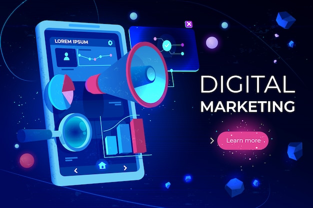 Digital marketing landing page Free Vector