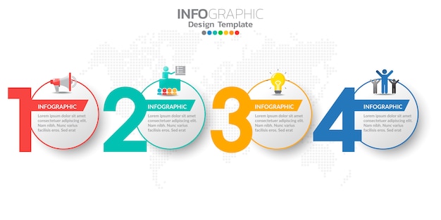 Digital online marketing infographic steps template for business contents. Premium Vector