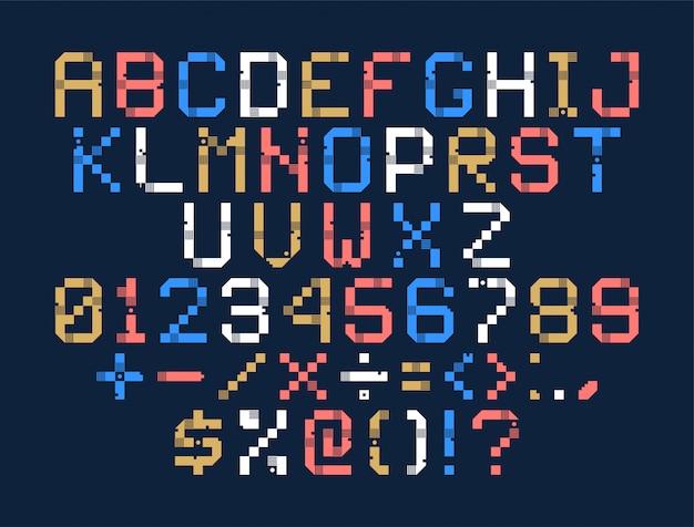 Premium Vector | Digital pixel art font style