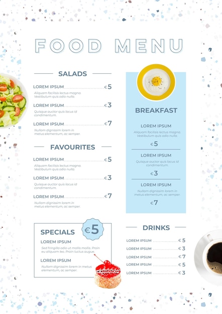 Free Vector | Digital restaurant menu template illustrated in vertical ...