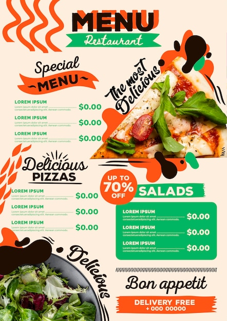 Free Vector | Digital restaurant menu theme