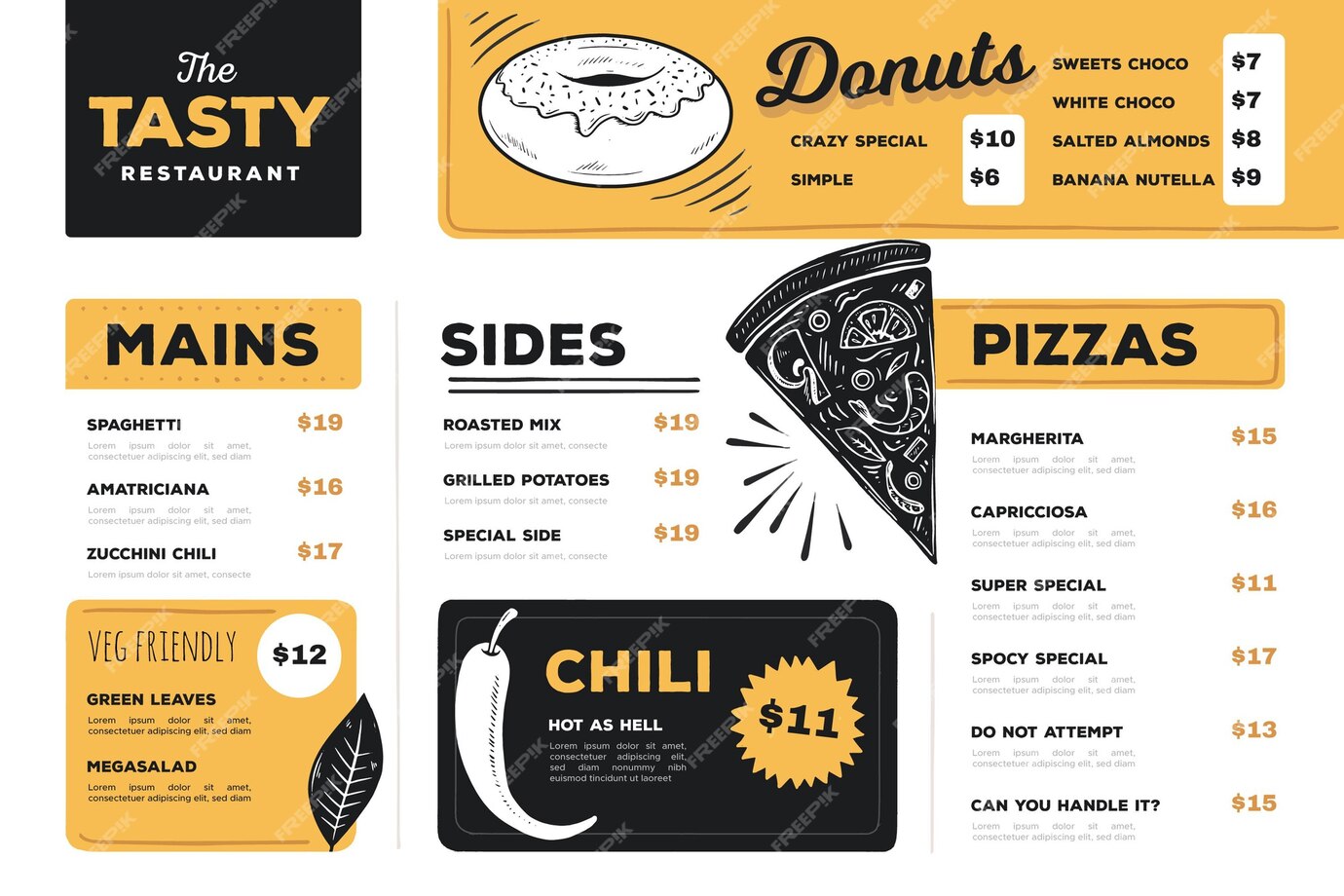 Free Vector | Digital restaurant menu