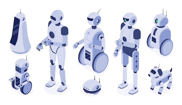 Premium Vector | Digital Robotic Machines, Futuristic Android ...