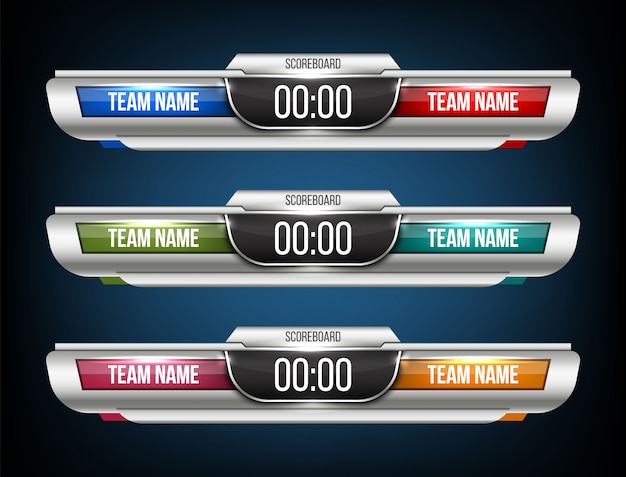 Digital scoreboard sport broadcast graphic background. Premium Vector