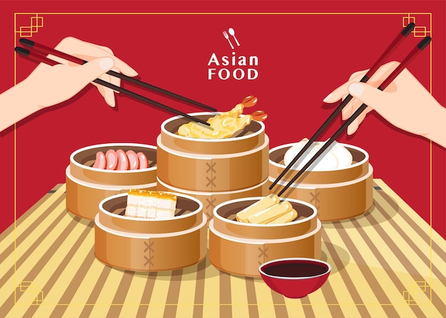 Premium Vector Dim Sum Illustration Of Chinese Food Asian Food Dim