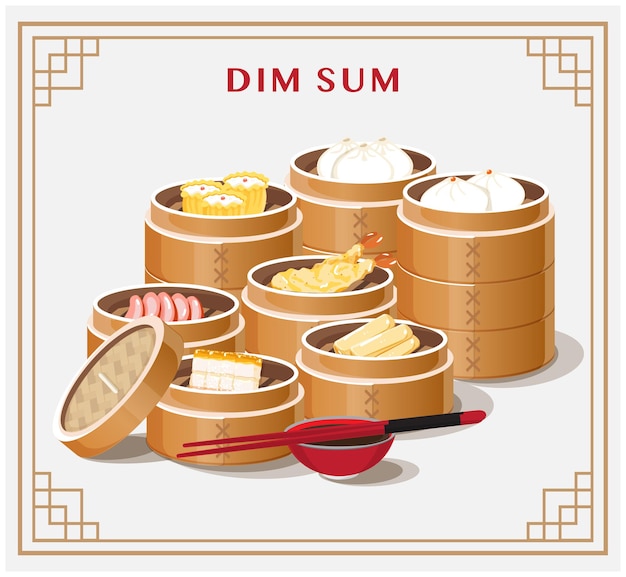 Premium Vector Dim Sum Menu Set Asian Food Illustration