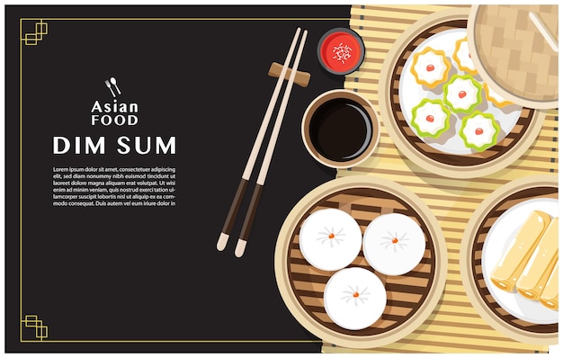 Premium Vector | Dim sum menu set asian food illustration