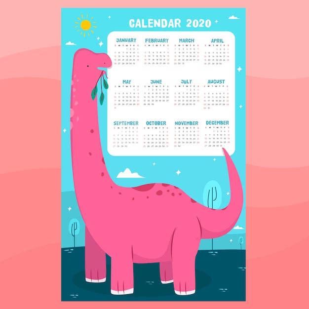 Free Vector Dinosaur Calendar Template