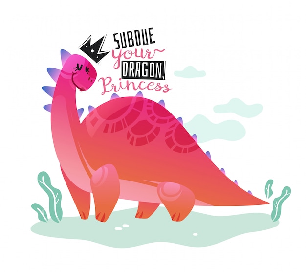 Download Dinosaur princess poster. cute dino girl print t-shirt ...