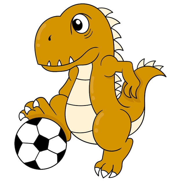 Premium Vector | Dinosaurs are having fun playing soccer. doodle icon ...