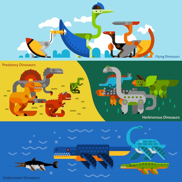 Download Dinosaurs banners set | Free Vector