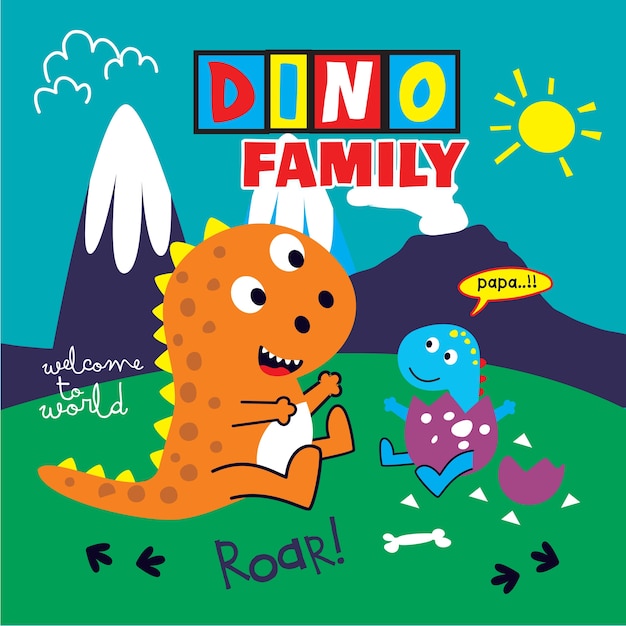 Download Dinosaurs family cartoon vector | Premium Vector