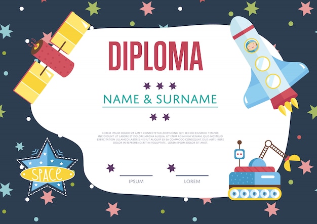 Diploma cartoon template | Premium Vector