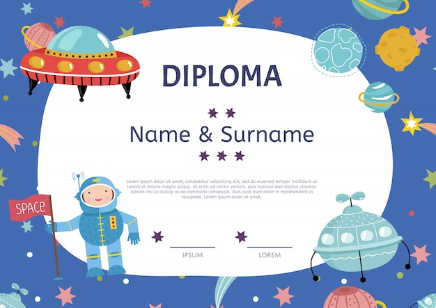 Premium Vector | Diploma cartoon template