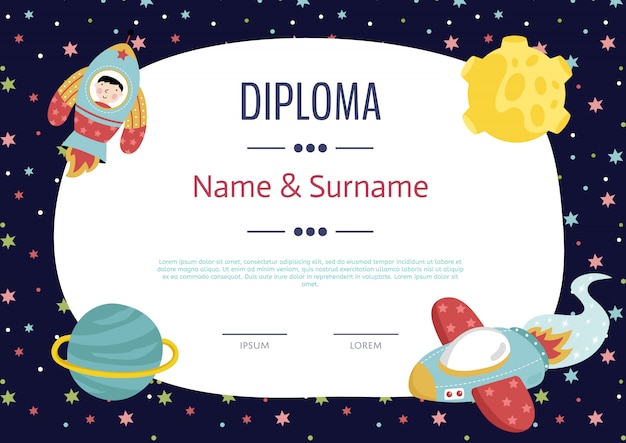 Premium Vector | Diploma cartoon template