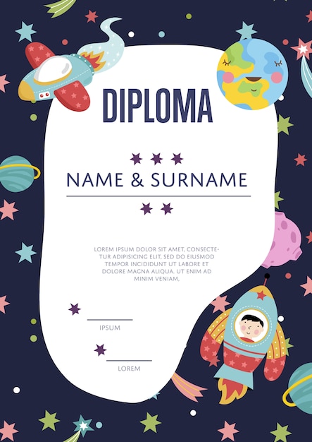 Premium Vector | Diploma cartoon template