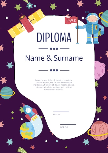 Diploma cartoon vector template | Premium Vector
