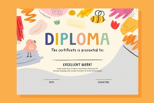 diploma-template-for-kids-free-vector