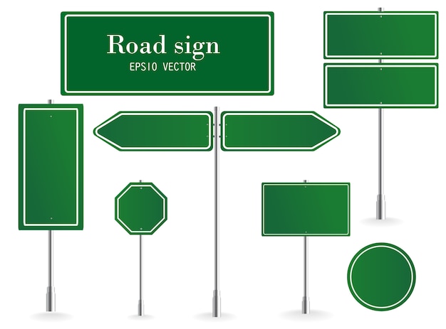 Premium Vector Direction Sign Board Road Destination Signs Street Signage Boards And Green Directing Signboard Pointer Illustration