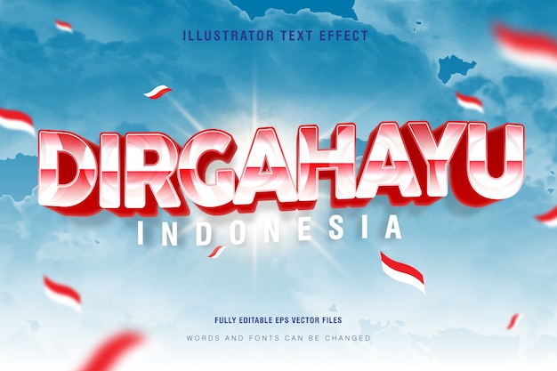 Dirgahayu indonesia text style effect with a bright blue ...