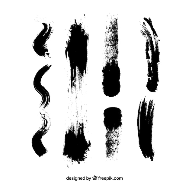 Dirty strokes ink texture brush black watercolor Premium Vector