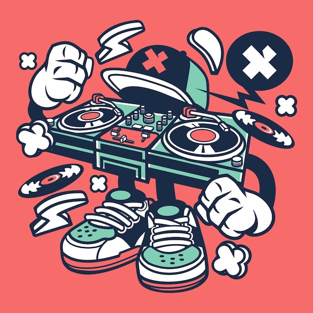 Premium Vector | Disc jockey mixer cartoon