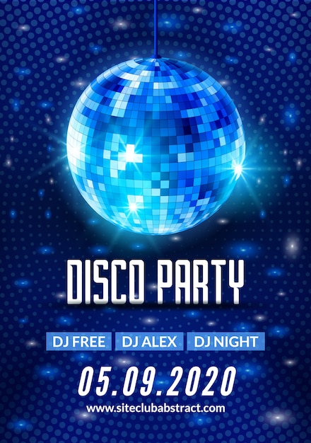 Premium Vector Disco Dance Party Background Flyer Poster Vector Party Template Design Light Disco Ball Music