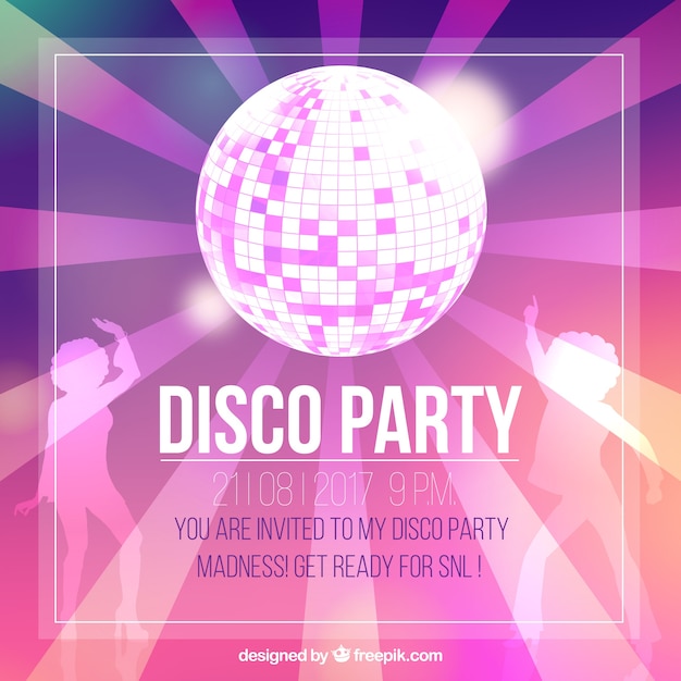 Free Vector Disco party invitation