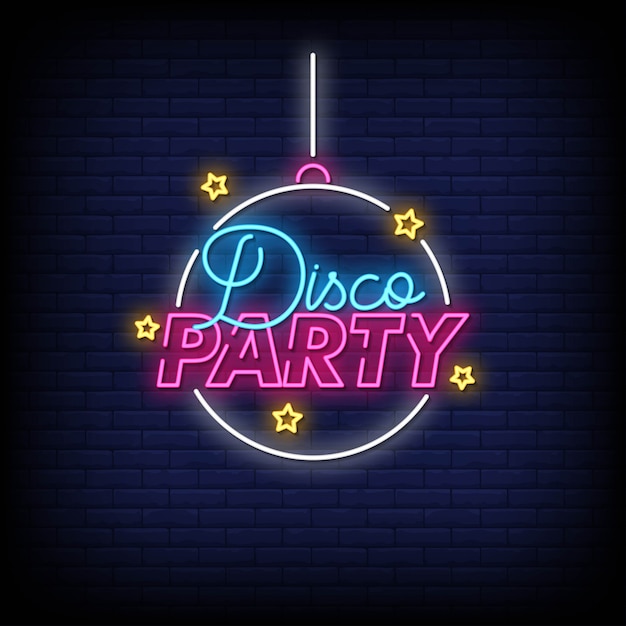 Premium Vector | Disco party neon signs style text vector