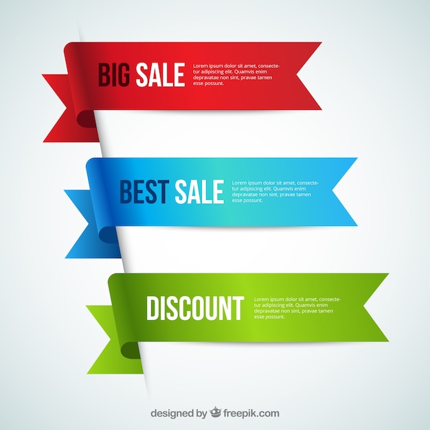 Download Discount banners in ribbons style | Free Vector