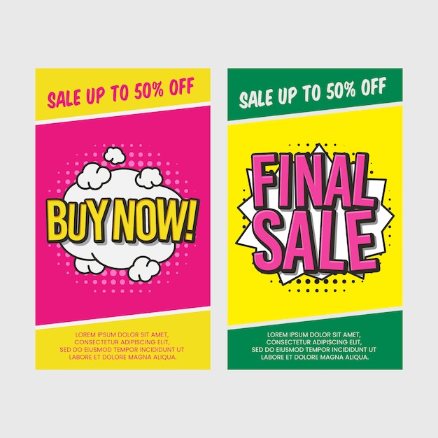 Discount comic banners set Vector | Premium Download