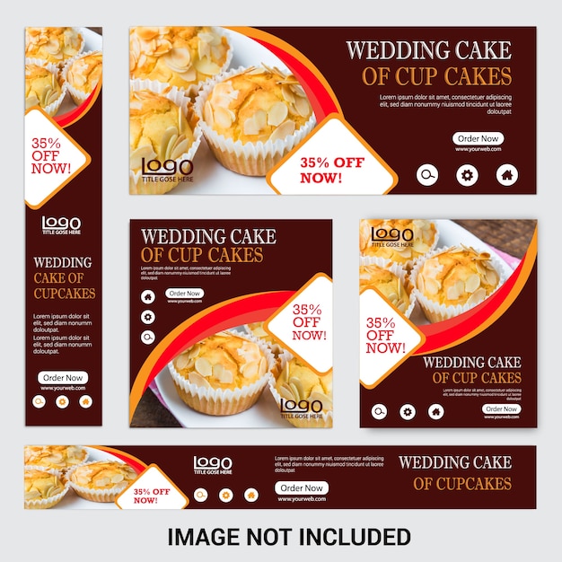 Premium Vector | Discount cup cake web banner set for ...