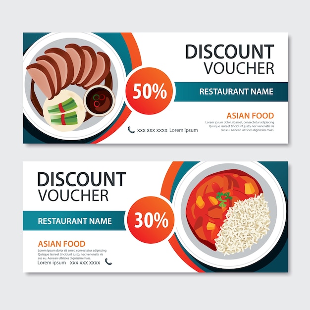 Premium Vector | Discount voucher asian food template . chinese set