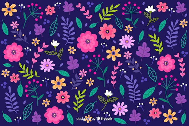 Ditsy colorful floral wallpaper Vector | Free Download