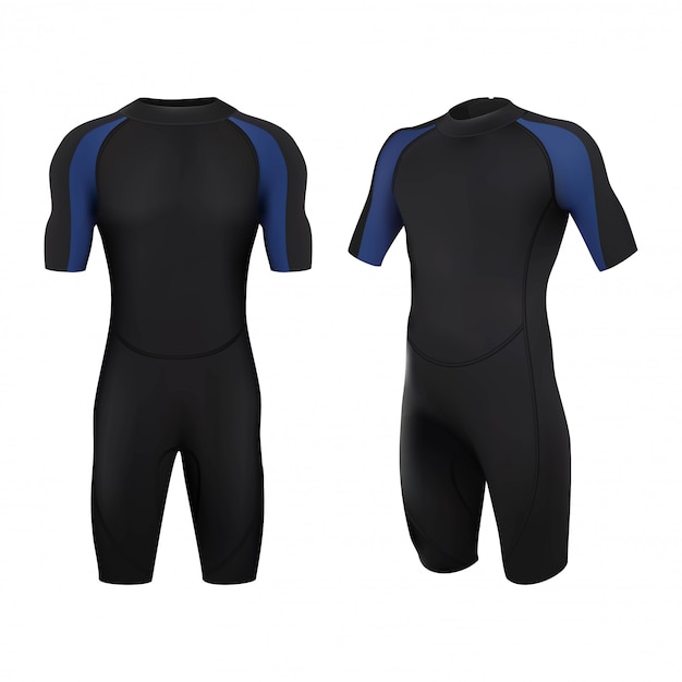 Premium Vector Dive Costume In Black And Blue Swim Suit For Man Isolated Of White Background