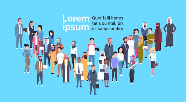 Diverse business people crowd of mix race businesspeople over background with copy space Premium Vector