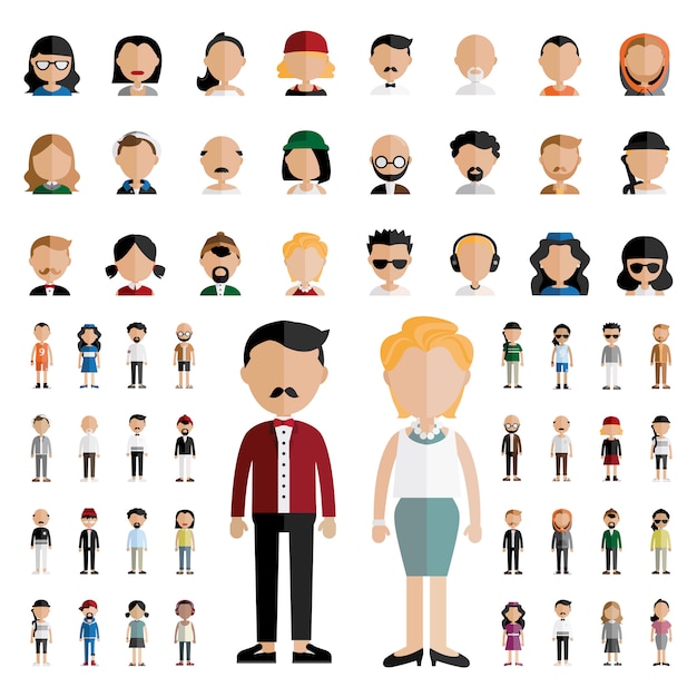 Free Vector Diversity Community People Flat Design Icons Concept