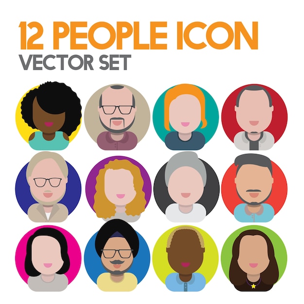 Free Vector Diversity Interracial Community People Flat Design Icons Concept