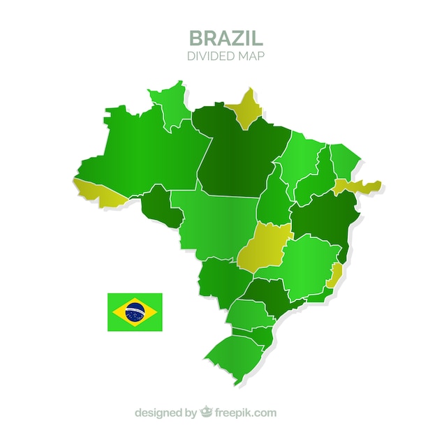 Divided Map Of Brazil Free Vector 1029