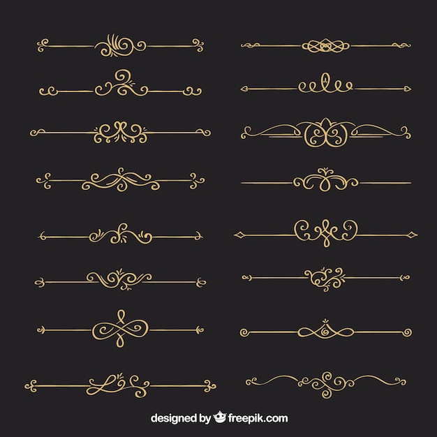 Dividers collection in calligraphic style | Free Vector