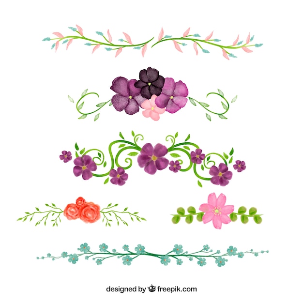 Download Dividers collection with floral elements | Free Vector