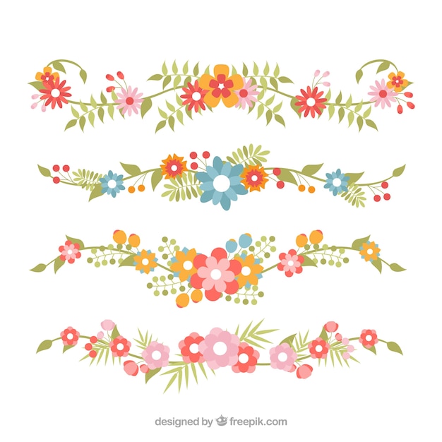 Download Dividers collection with floral ornaments | Free Vector