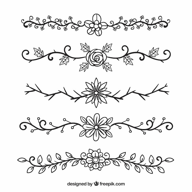 Download Dividers collection with floral ornaments | Free Vector
