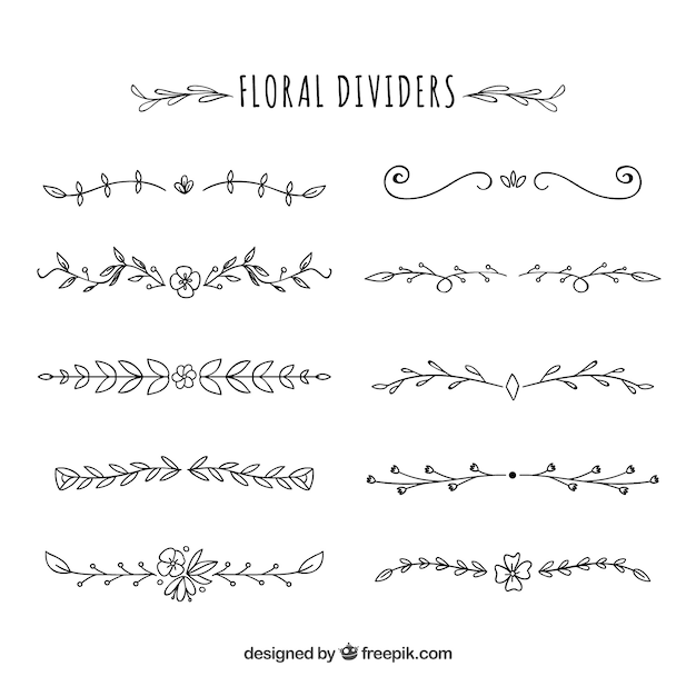 Download Dividers collection with floral ornaments | Free Vector